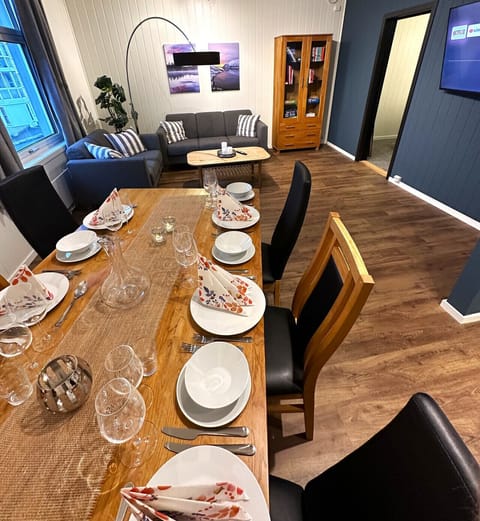 Dining table and living room