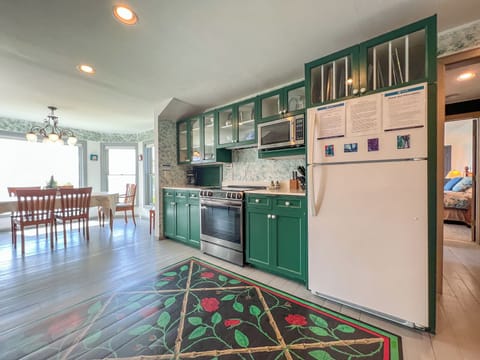 The kitchen is well equipped for preparing meals during your stay.