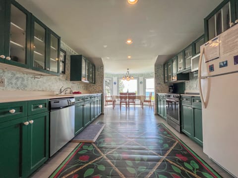 The kitchen and dining room.