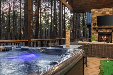 Hot Tub and Outdoor Fireplace