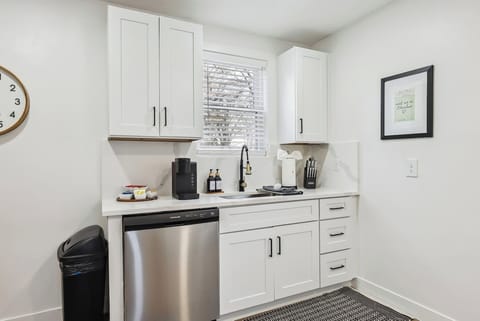 Coffee station with a complimentary starter supply of coffee for your enjoyment!