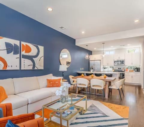Living room with Dining and Kitchen