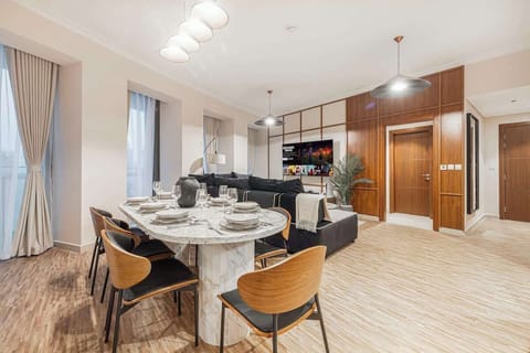 The elegant dining space invites shared meals and memorable gatherings