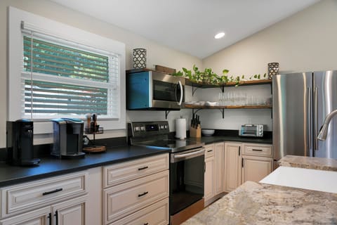 Modern kitchen with full appliances ideal for monthly rentals in Brevard NC