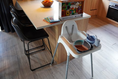 Highchair, plates & utensils and a foldaway cot is permanently on site.