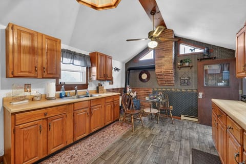 Indoors, Hardwood, Kitchen, Stained Wood, Appliance