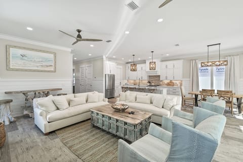 Living and kitchen area view.