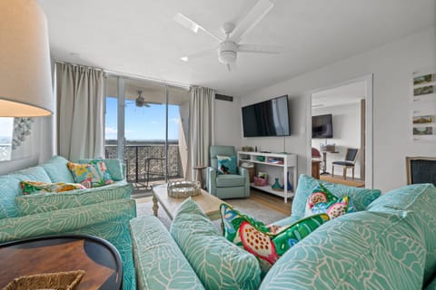 Comfortable seating and large television provide an ideal setting for relaxation