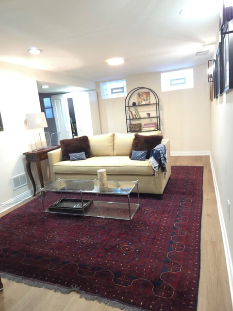 Living Space with hybrid mattress pull out bed. 