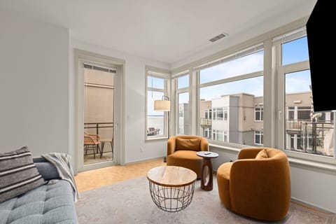 Living room with water views