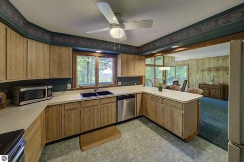 Fully stocked kitchen with beautiful view.