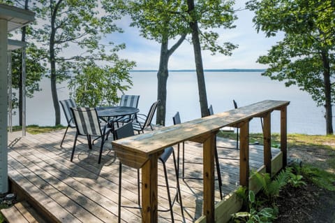 Stunning views of Carp Lake on the back deck overlooking the lake