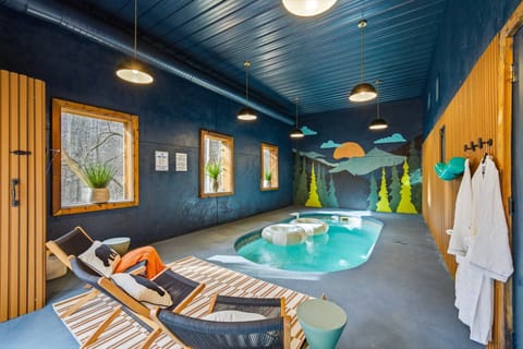 Private heated indoor pool. The flotation devices are not provided. 
