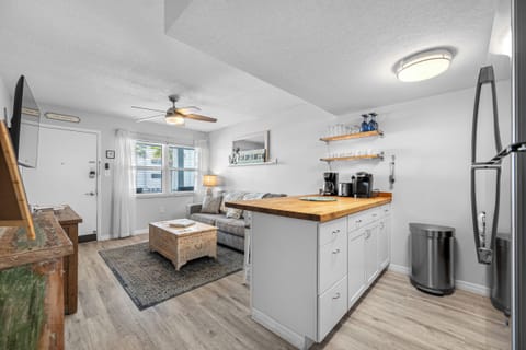 Newly updated kitchen with butcher block countertops