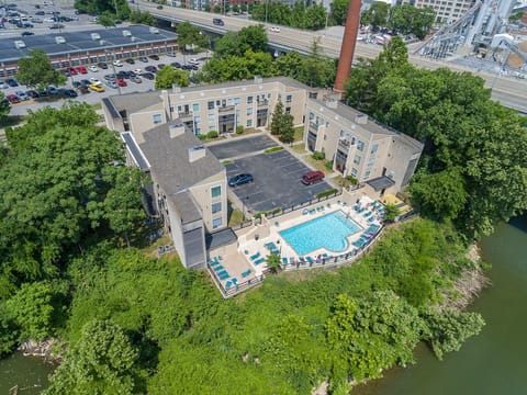 Pool area overlooking the Cumberland River, just steps from the condo