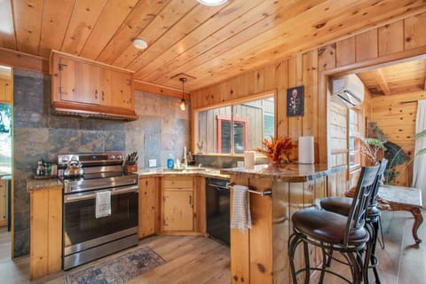 Spacious kitchen with plenty of counter space for meal prep.