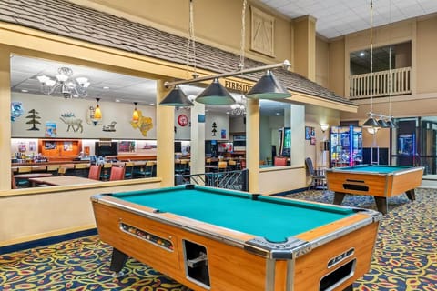 Challenge friends to pool and games in a lively lounge.