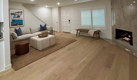 Cozy living room + fireplace