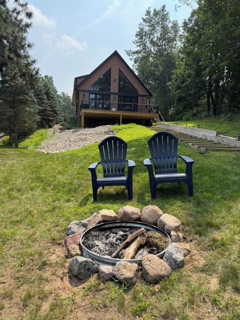 Private fire pit on the lake.
