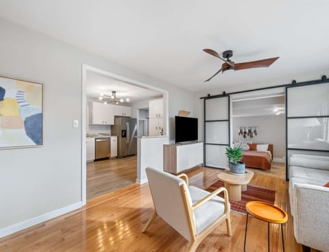 Bright living area with Smart TV 