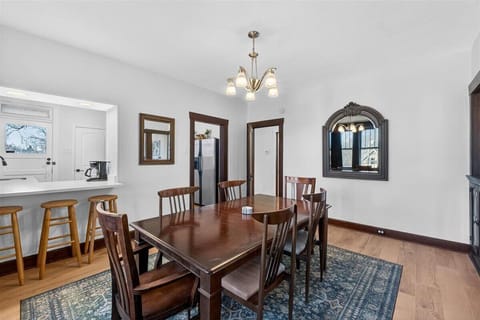 Our dining room has an open connection to the living area.