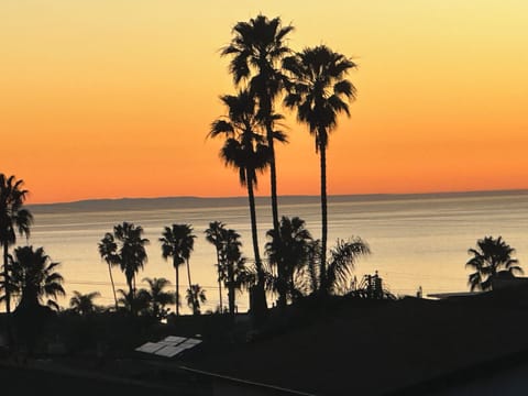 Beautiful view of the ocean and sunset from deck.