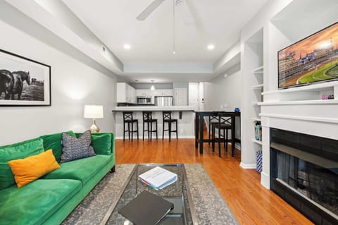 Living Room: Light-filled and stylish, this living room is made for relaxing in effortless comfort