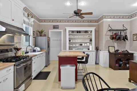 Indoors, Kitchen, Appliance, Ceiling Fan, Refrigerator