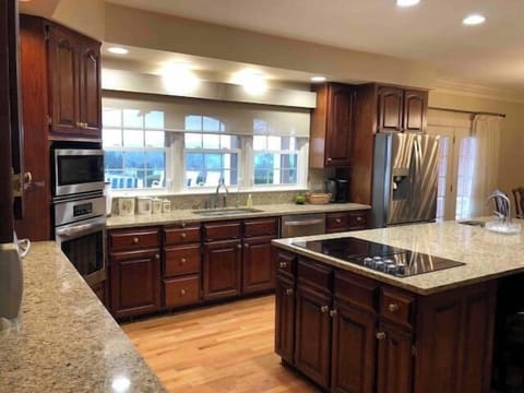 Kitchen with Pool Views