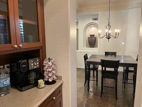 Both Keurig and drip coffee makers are supplied.