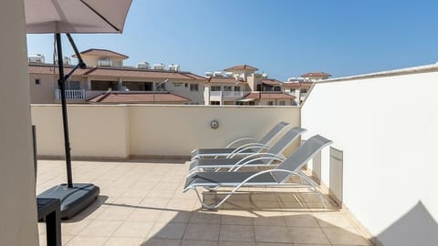 Main Terrace:  large terrace with table & chairs, smaller seating with small table, 3x sun beds, large umbrella and  barbeque.