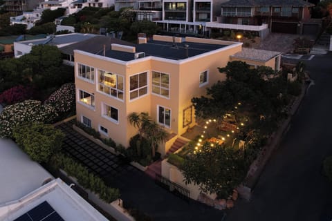 An aerial view of the house