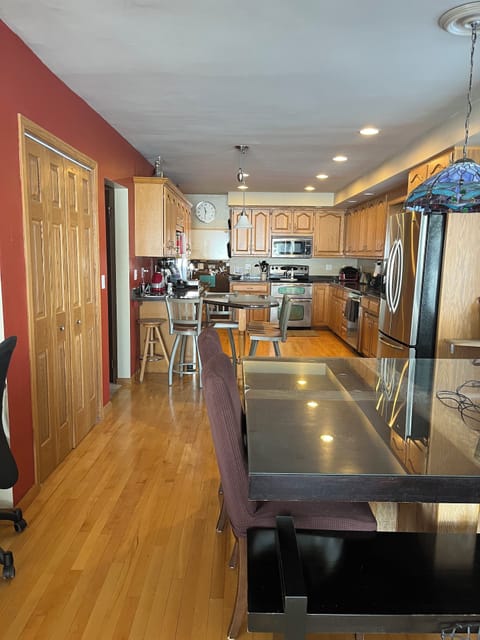 Kitchen with table that seats 8-10
