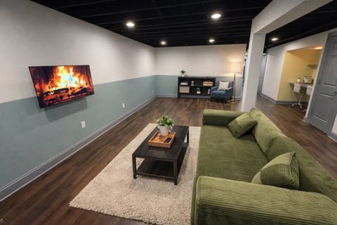 Stylish lounge space perfect for movie nights or casual gatherings