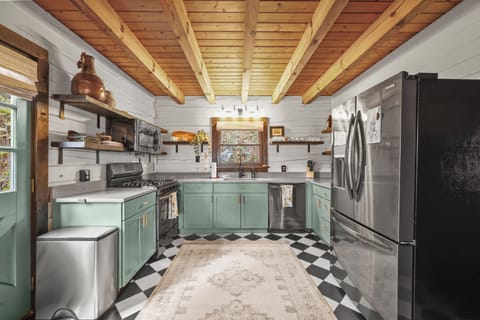 Fully stocked kitchen with new appliances 