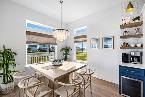 Fully stocked coffee bar and wine fridge. Four ways to make coffee!