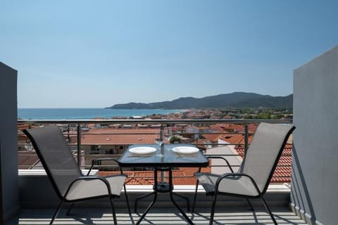 Private Balcony with Outdoor Seating and Views over Sarti Village