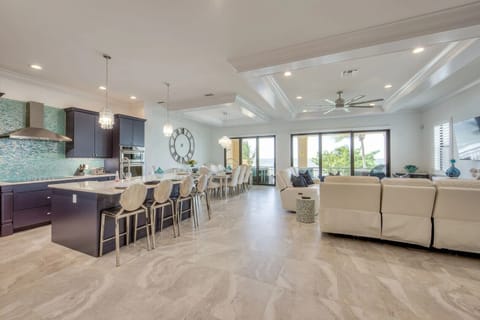 Blue Paradise Open Floor Plan, Kitchen Into Dining