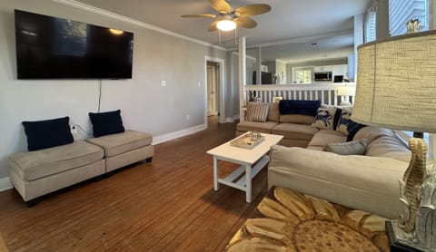 Sea You Soon - upstairs living room, lots of seating and large smart TV.