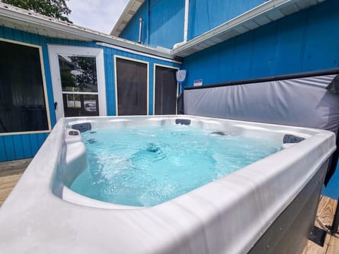 Slip into the bubbling hot tub and let your worries melt away