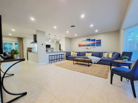 Spacious seating area with plenty of light