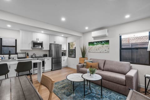 Living room featuring smart TV with streaming services