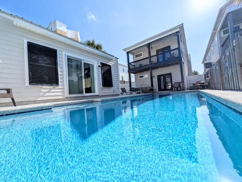 Private backyard pool with Pool Cabana and spacious pool deck