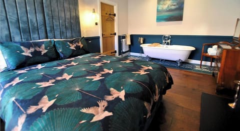 The luxurious bedroom is a peaceful haven