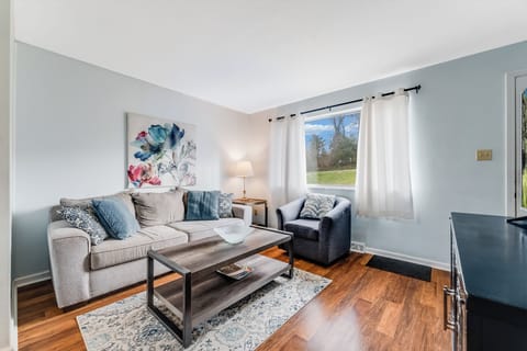 Kick back in a calm, thoughtfully furnished living space.