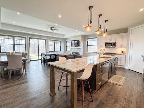 Kitchen with large island.