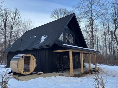 Front porch with sauna