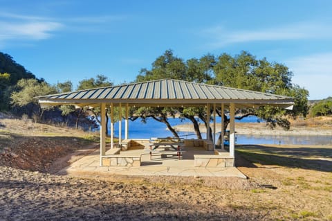 Pavilion close to lake . Light, electrical. Perfect for lage family gatherings