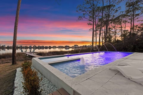 Exterior: Private pool, in-pool hot tub, lake views
