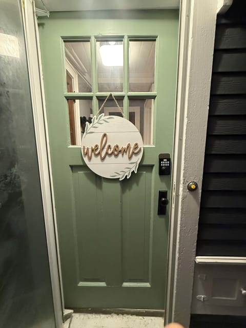 Side entrance door with keyless entry for guests.